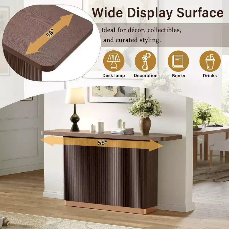 Whisen Elegant Entryway Console Table, Modern Hallway Table, Slim Sofa Table with Open Shelf & Elegant Wood Grain