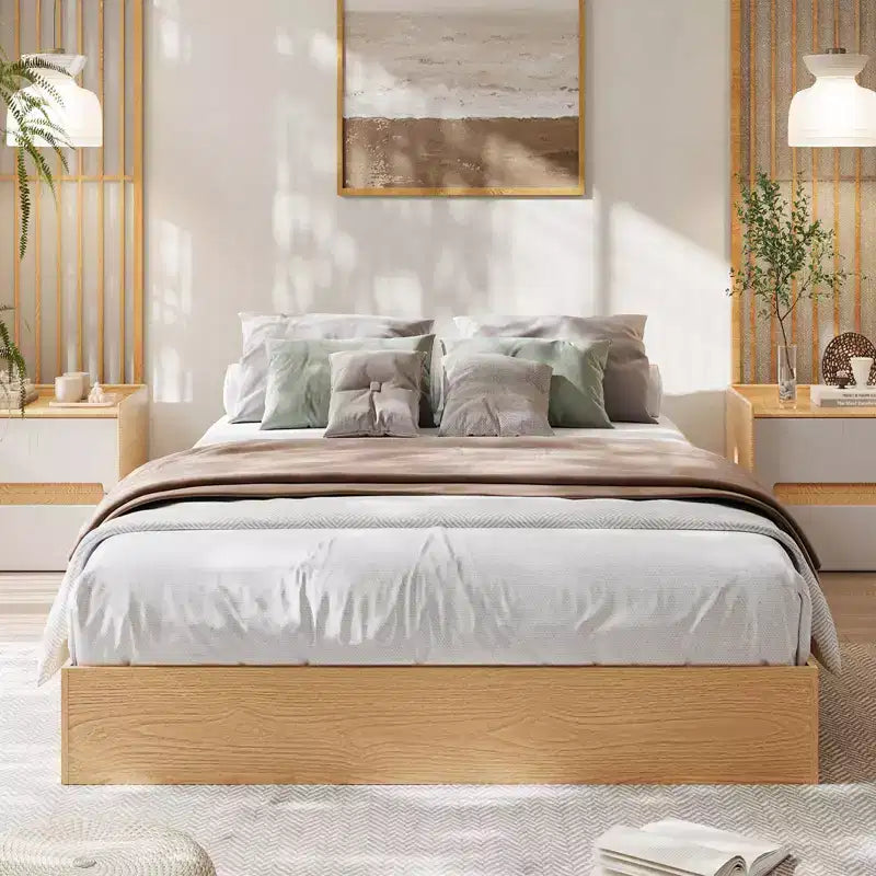 Wood Platform Bed Frame,Twin XL Size with Sturdy Slats, Modern Space-Saving Floor-Standing Design, No Box Spring & Easy Assembly