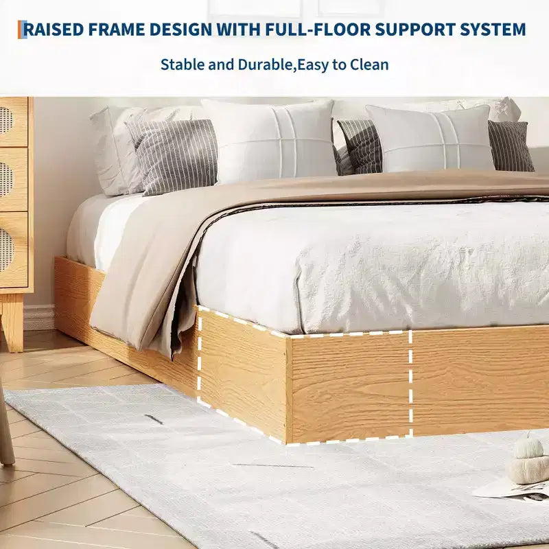 Wood Platform Bed Frame,Twin XL Size with Sturdy Slats, Modern Space-Saving Floor-Standing Design, No Box Spring & Easy Assembly