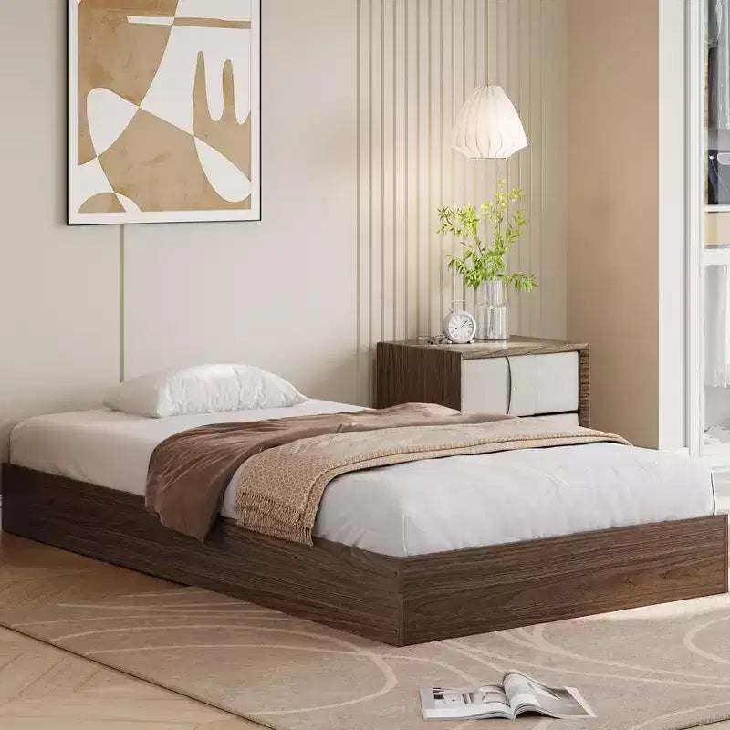 Wood Platform Bed Frame,Twin XL Size with Sturdy Slats, Modern Space-Saving Floor-Standing Design, No Box Spring & Easy Assembly