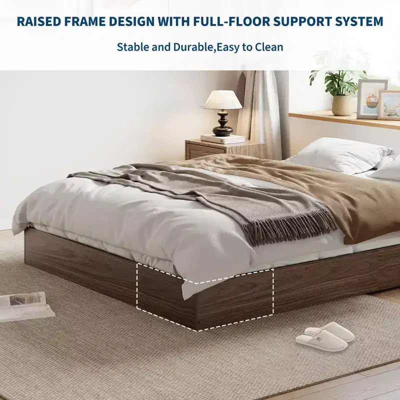 Wood Platform Bed Frame,Twin XL Size with Sturdy Slats, Modern Space-Saving Floor-Standing Design, No Box Spring & Easy Assembly