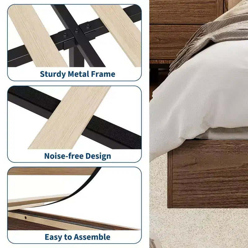 Wood Platform Bed Frame,Twin XL Size with Sturdy Slats, Modern Space-Saving Floor-Standing Design, No Box Spring & Easy Assembly