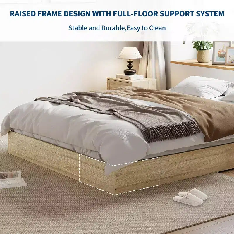 Wood Platform Bed Frame,Twin XL Size with Sturdy Slats, Modern Space-Saving Floor-Standing Design, No Box Spring & Easy Assembly
