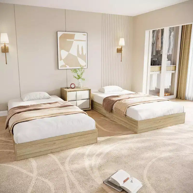 Wood Platform Bed Frame,Twin XL Size with Sturdy Slats, Modern Space-Saving Floor-Standing Design, No Box Spring & Easy Assembly