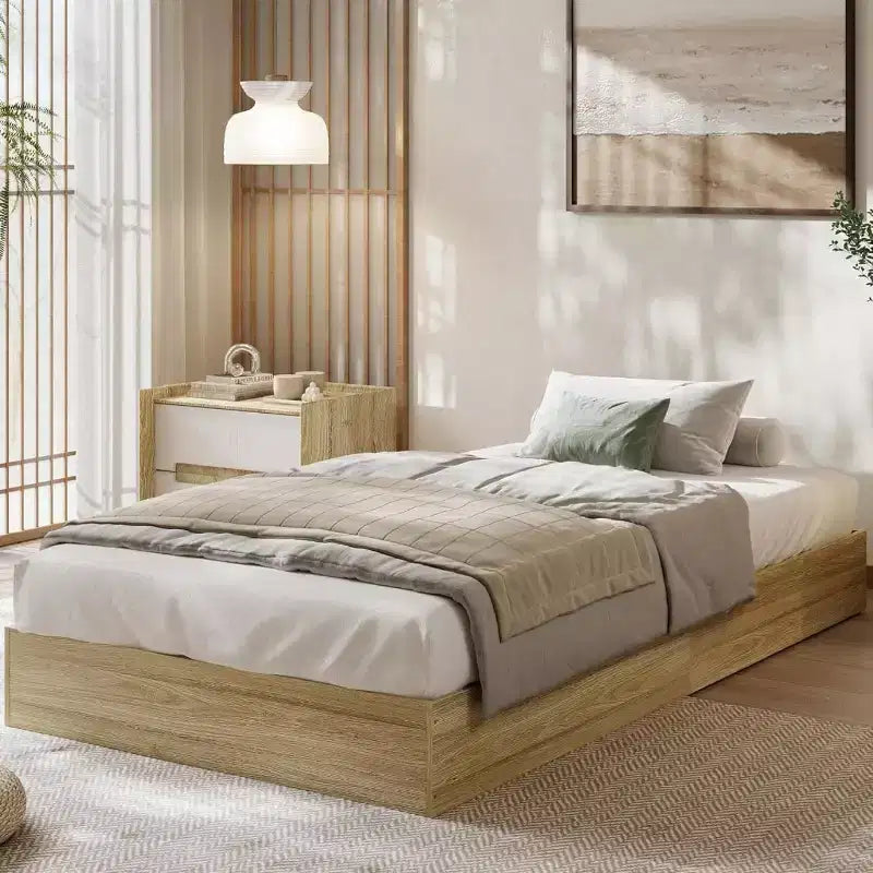 Wood Platform Bed Frame,Twin XL Size with Sturdy Slats, Modern Space-Saving Floor-Standing Design, No Box Spring & Easy Assembly