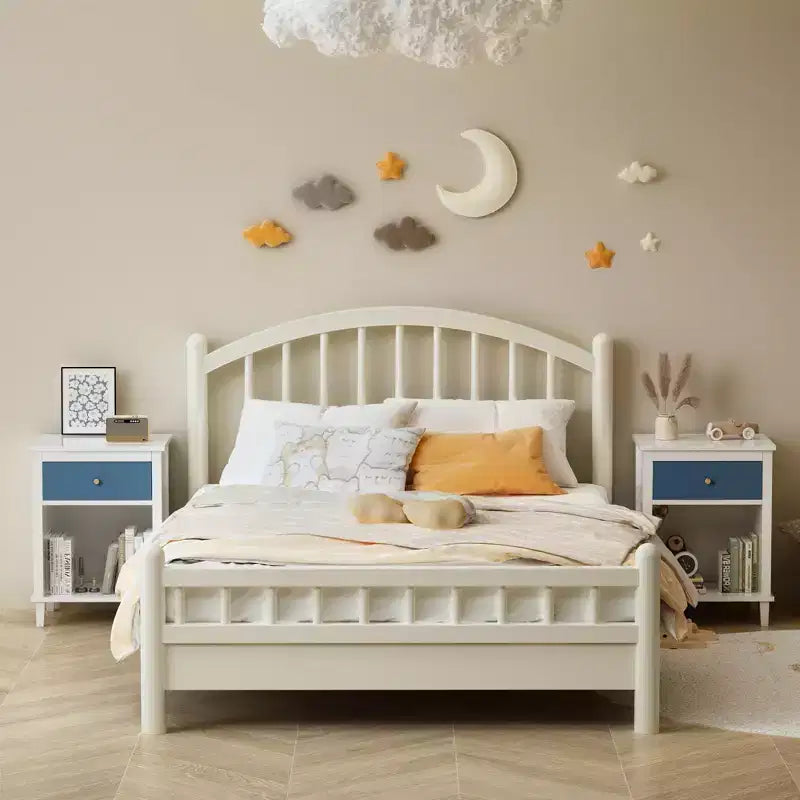 26.77''H Wooden Nightstand with One Drawer One Shelf for Kids, Adults, Navy+Golden handle