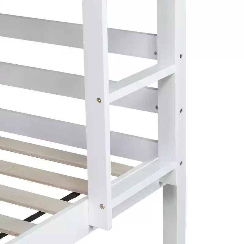Detachable Bunk Bed Twin over Twin with Shelves Headboard for Kids Teens, Wood Bunk Bed Frame with Ladder and Guardrails, Separate into 2 Twin Beds