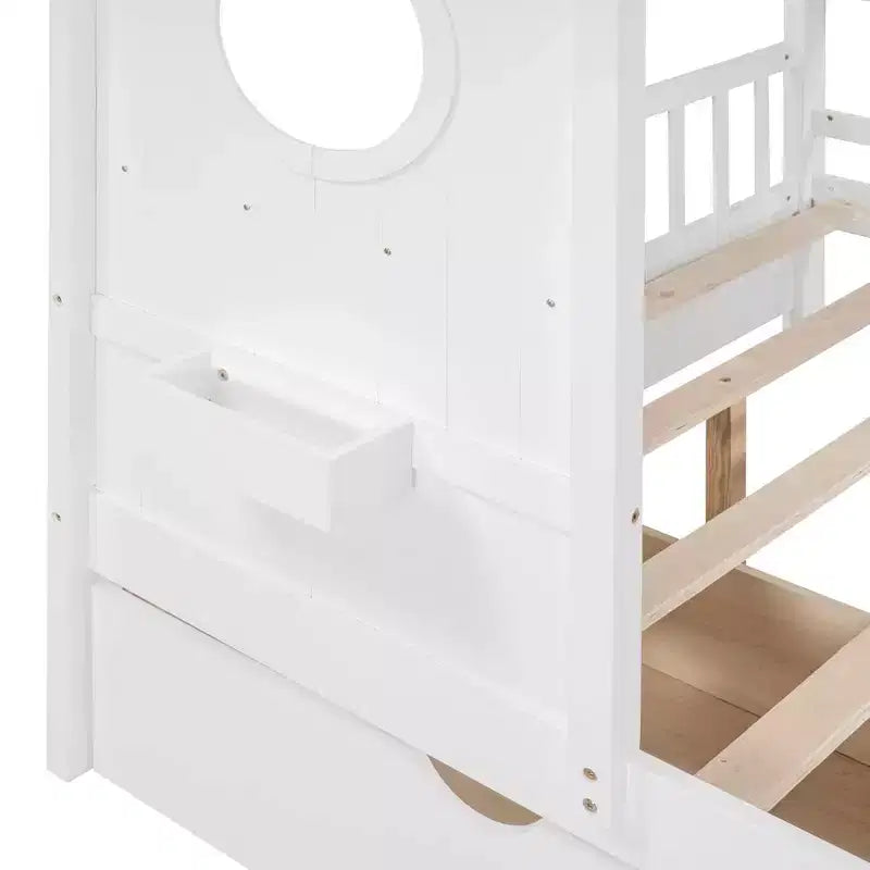 MAYEERTY Full Size House Bed with 2 Drawers Kids Bed with Storage Shelf for Bedroom White