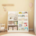 JVNOXK Children's Toy Storage Organizer, Multi-Functional Four-Tier Wooden Bookshelf for Kids, Suitable for Children's Rooms and Playrooms, White