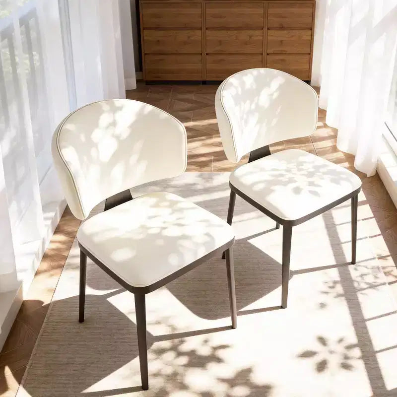 Modern Faux Leather Dining Chairs Set of 2 Upholstered Kitchen Side Chairs with Metal Legs for Dining Room Living Room Gaoyangjiaju