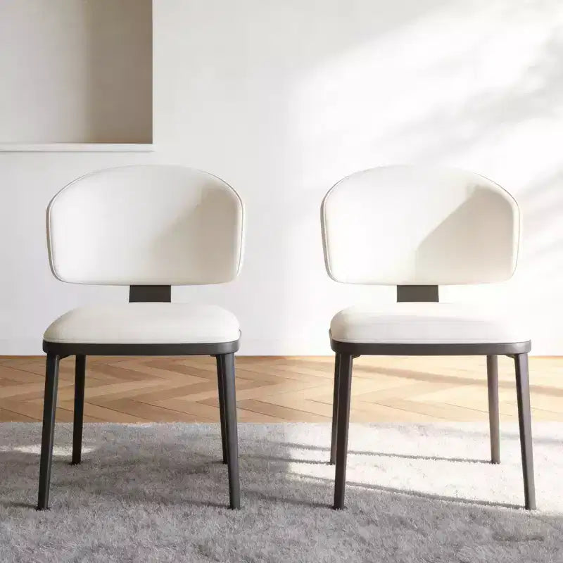 Modern Faux Leather Dining Chairs Set of 2 Upholstered Kitchen Side Chairs with Metal Legs for Dining Room Living Room Gaoyangjiaju