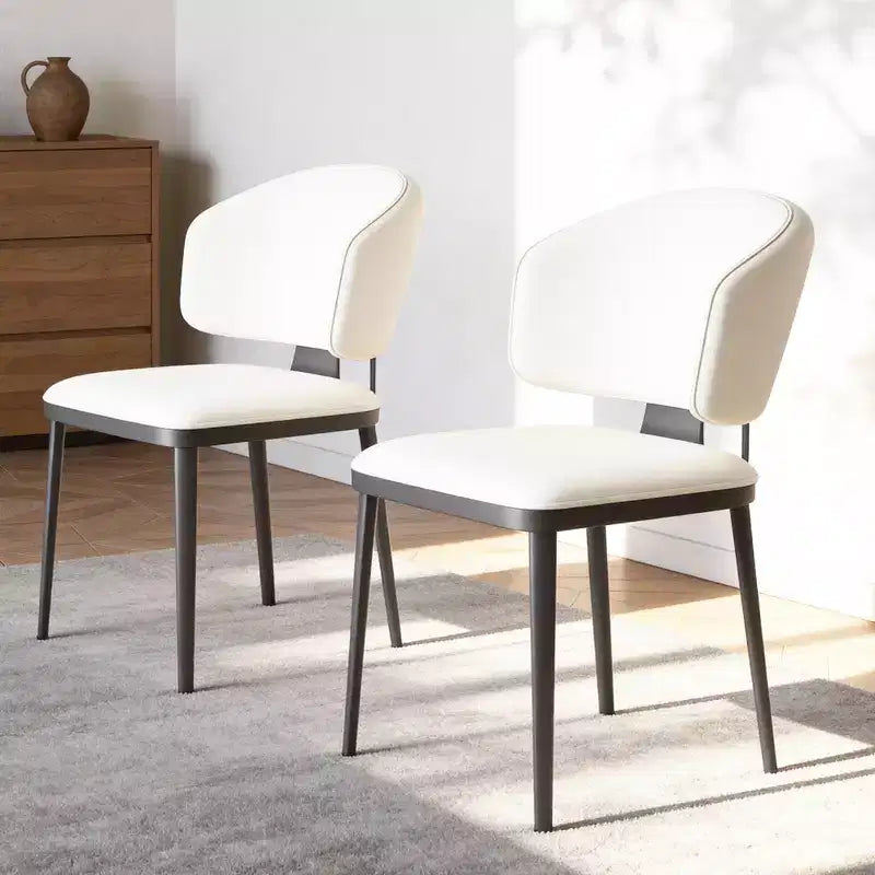 Modern Faux Leather Dining Chairs Set of 2 Upholstered Kitchen Side Chairs with Metal Legs for Dining Room Living Room Gaoyangjiaju