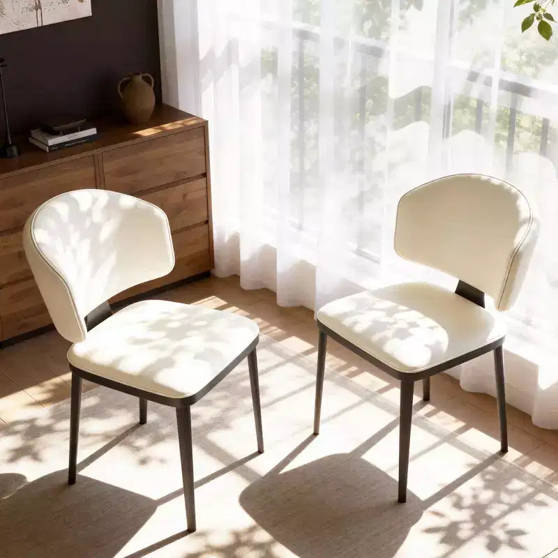 Modern Faux Leather Dining Chairs Set of 2 Upholstered Kitchen Side Chairs with Metal Legs for Dining Room Living Room Gaoyangjiaju