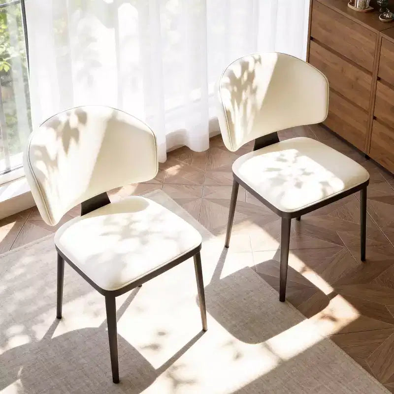 Modern Faux Leather Dining Chairs Set of 2 Upholstered Kitchen Side Chairs with Metal Legs for Dining Room Living Room Gaoyangjiaju