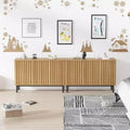 Wooden Sideboard Buffet Cabinet with Storage, Fluted Doors and Adjustable Shelf, Modern Freestanding Coffee Bar for Home Office