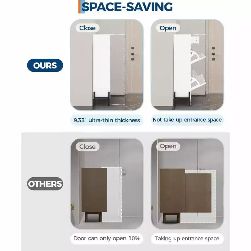Garvee Narrow Shoe Cabinet with 4 Doors & 2 Drawers, Adjustable Shelves, Space-Saving Modern Organizer for Entryway, Holds Up to 24 Pairs of Shoes