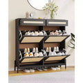 Garvee Narrow Shoe Cabinet with 4 Doors & 2 Drawers, Adjustable Shelves, Space-Saving Modern Organizer for Entryway, Holds Up to 24 Pairs of Shoes