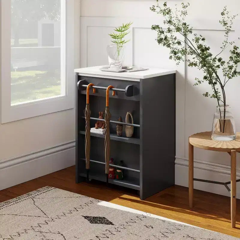 EROMMY Foldable Kitchen Island Unit, Collapsible Table with Castors, Multifunctional Storage Computer Desk, Kitchen Table with Storage