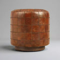 Art Leon Vintage-Style Cylindrical Leather Ottoman