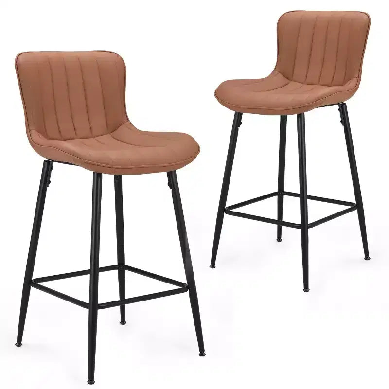 Set of 2 PU Leather Counter Height Bar Stools, 27 Seat Height, Modern Counter Stools with Metal Legs for Kitchen Island and Home Bar-Panipeachy