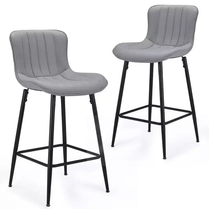 Set of 2 PU Leather Counter Height Bar Stools, 27 Seat Height, Modern Counter Stools with Metal Legs for Kitchen Island and Home Bar-Panipeachy