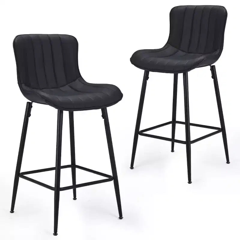 Set of 2 PU Leather Counter Height Bar Stools, 27 Seat Height, Modern Counter Stools with Metal Legs for Kitchen Island and Home Bar-Panipeachy