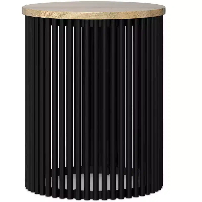 Karl 20 inch Wide Solid Mango/Metal Tall Industrial Side Table in Natura/Black, Assembled