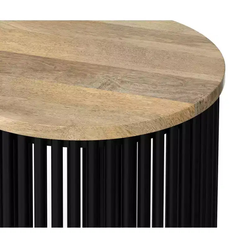 Karl 20 inch Wide Solid Mango/Metal Tall Industrial Side Table in Natura/Black, Assembled
