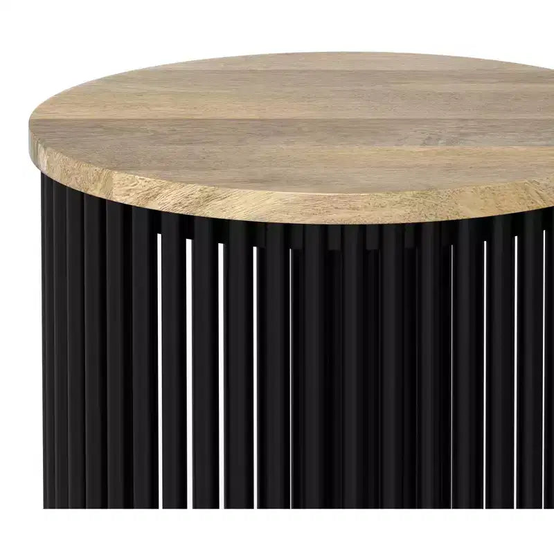 Karl 20 inch Wide Solid Mango/Metal Tall Industrial Side Table in Natura/Black, Assembled
