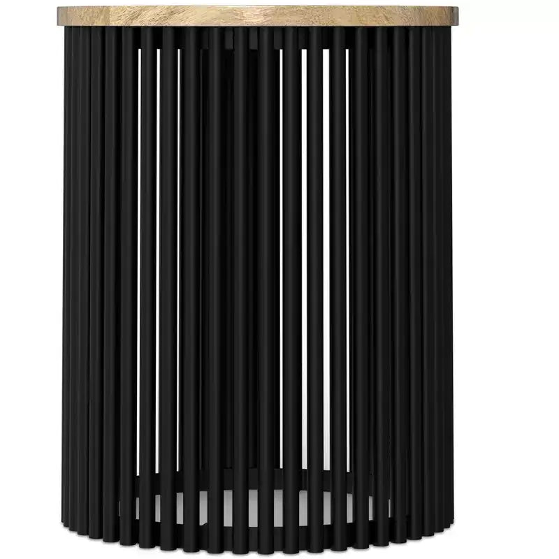 Karl 20 inch Wide Solid Mango/Metal Tall Industrial Side Table in Natura/Black, Assembled