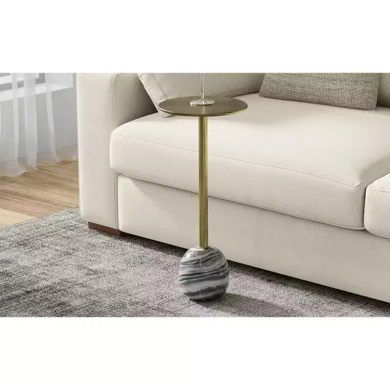 Betty Modern Contemporary 12 inch Wide Metal Side Table in Gold/Grey