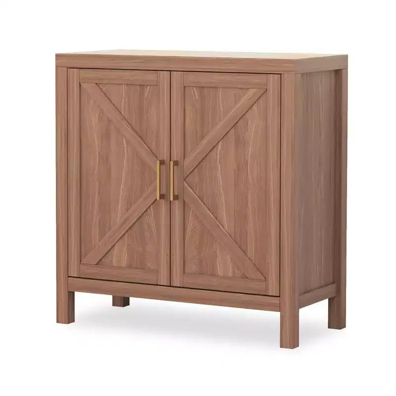 COZONY Farmhouse Sideboard Buffet Cabinet, X-Shaped Door Cupboard w/ Storage, Oak Color