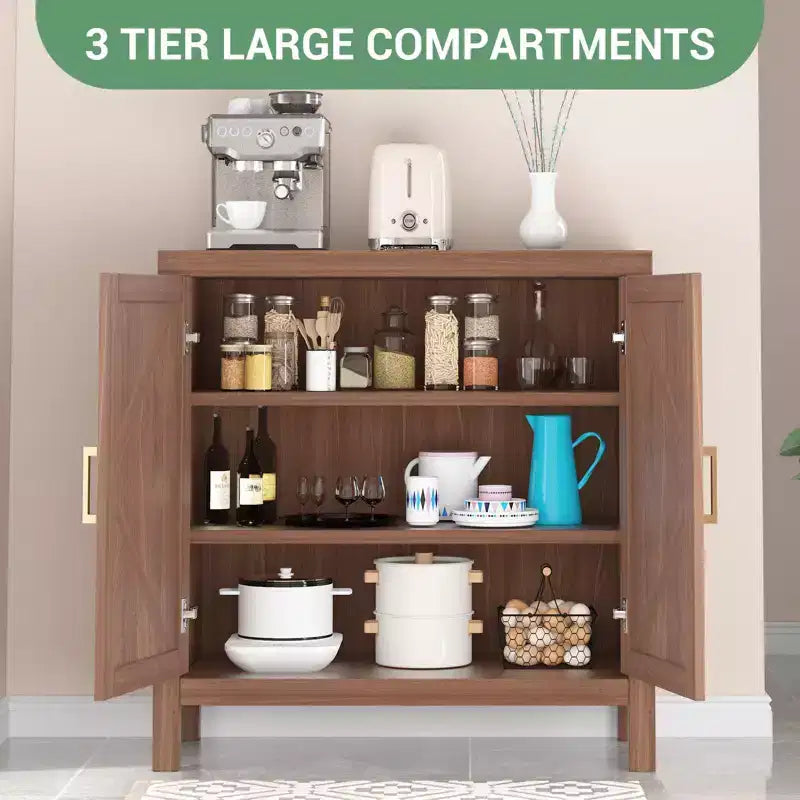 COZONY Farmhouse Sideboard Buffet Cabinet, X-Shaped Door Cupboard w/ Storage, Oak Color