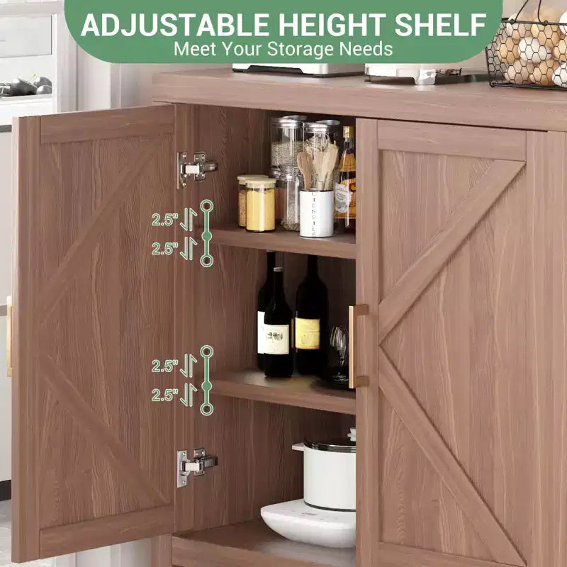 COZONY Farmhouse Sideboard Buffet Cabinet, X-Shaped Door Cupboard w/ Storage, Oak Color