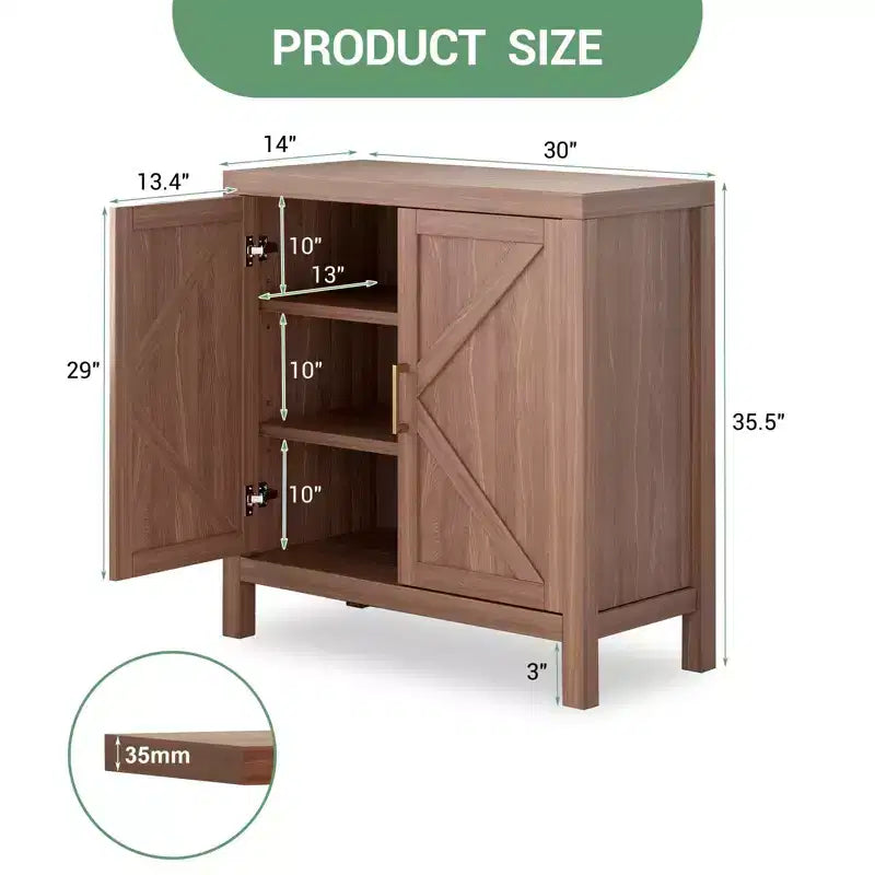 COZONY Farmhouse Sideboard Buffet Cabinet, X-Shaped Door Cupboard w/ Storage, Oak Color