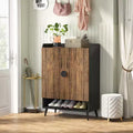 Lantine 7-Tier Shoe Cabinet with Doors, Wooden Storage Cabinet with Adjustable Shelves for Entryway, Hallway, Closet, Living Room, Rustic Brown