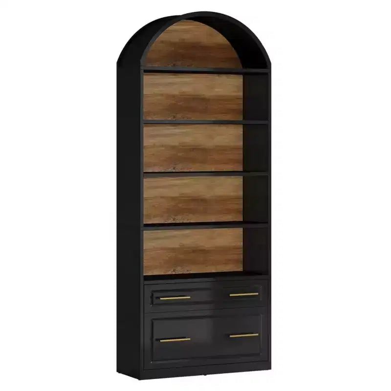 GDFStudio Maggie Modern 76.8 Arched Bookshelf with 2 Drawers