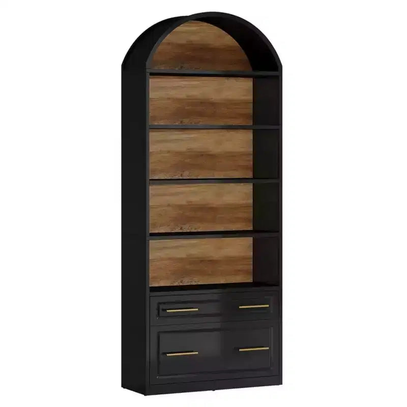 GDFStudio Maggie Modern 76.8 Arched Bookshelf with 2 Drawers