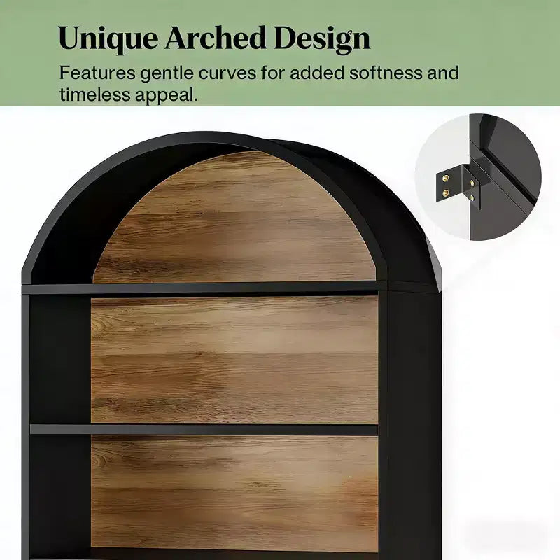 GDFStudio Maggie Modern 76.8 Arched Bookshelf with 2 Drawers