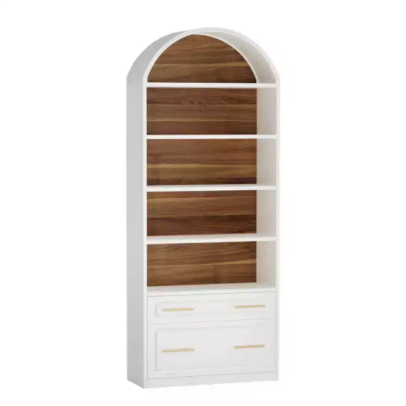 GDFStudio Maggie Modern 76.8 Arched Bookshelf with 2 Drawers