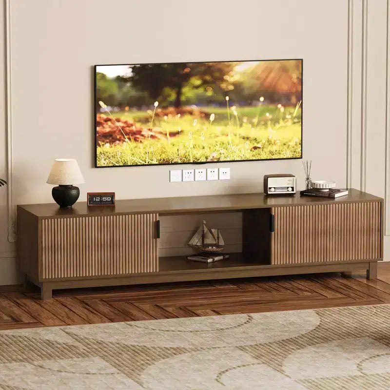 Fluted TV Stand,Modern Chic Entertainment Center with Storage and Adjustable Shelves for TVs to 80 Inches,Farmhouse Media Console