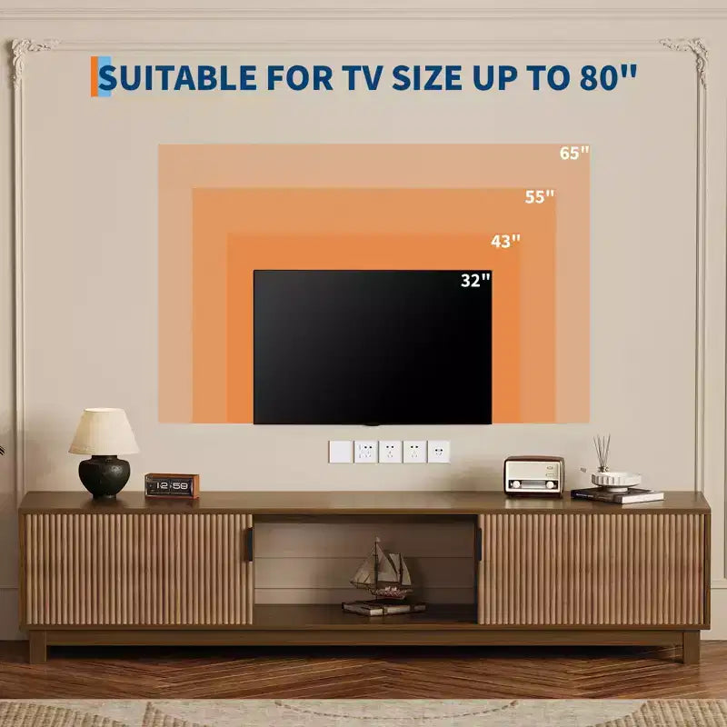 Fluted TV Stand,Modern Chic Entertainment Center with Storage and Adjustable Shelves for TVs to 80 Inches,Farmhouse Media Console
