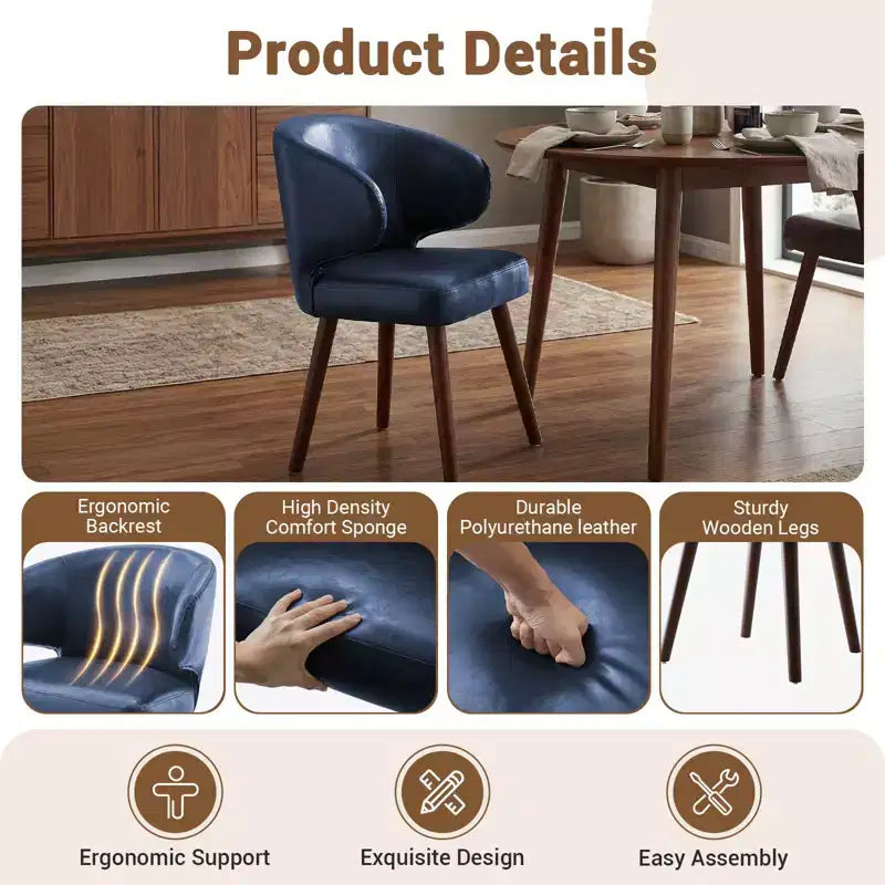 Hyleory Modern Boucle Upholstered Dining Chair with Curved Barrel Back, Solid Wood Legs