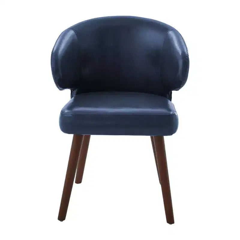 Hyleory Modern Boucle Upholstered Dining Chair with Curved Barrel Back, Solid Wood Legs