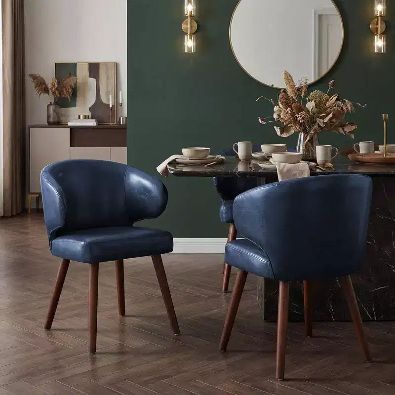 Hyleory Modern Boucle Upholstered Dining Chair with Curved Barrel Back, Solid Wood Legs