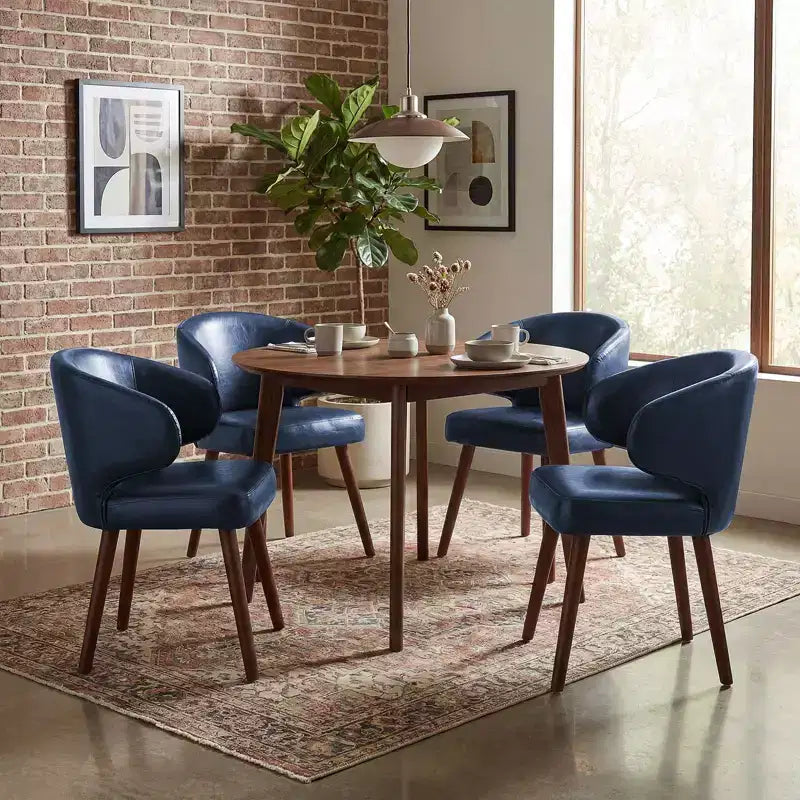 Hyleory Modern Boucle Upholstered Dining Chair with Curved Barrel Back, Solid Wood Legs