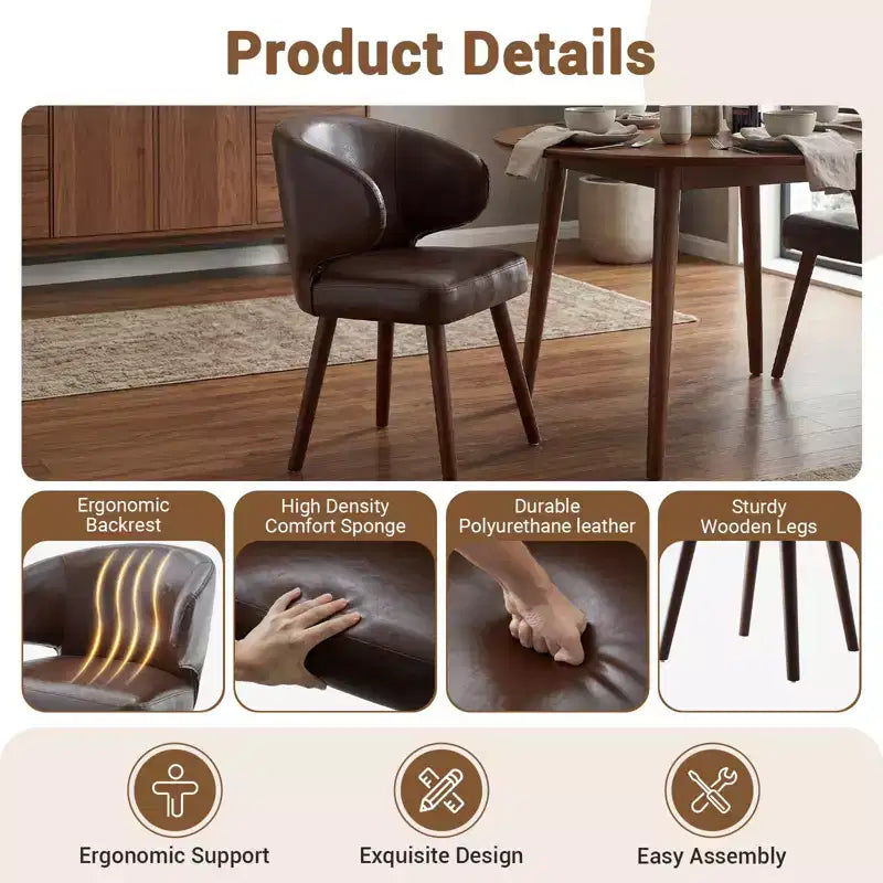 Hyleory Modern Boucle Upholstered Dining Chair with Curved Barrel Back, Solid Wood Legs