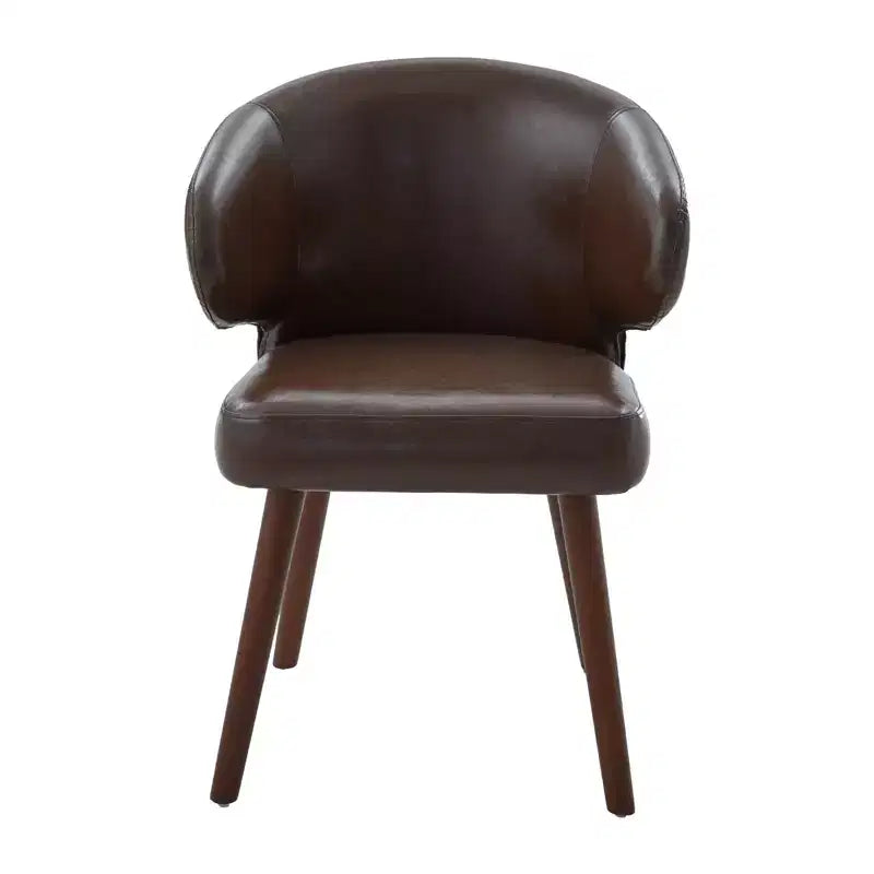 Hyleory Modern Boucle Upholstered Dining Chair with Curved Barrel Back, Solid Wood Legs