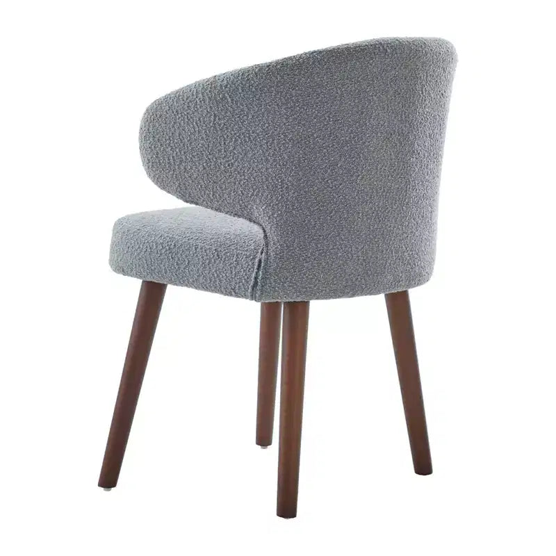 Hyleory Modern Boucle Upholstered Dining Chair with Curved Barrel Back, Solid Wood Legs