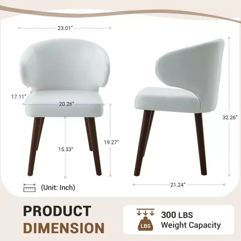 Hyleory Modern Boucle Upholstered Dining Chair with Curved Barrel Back, Solid Wood Legs